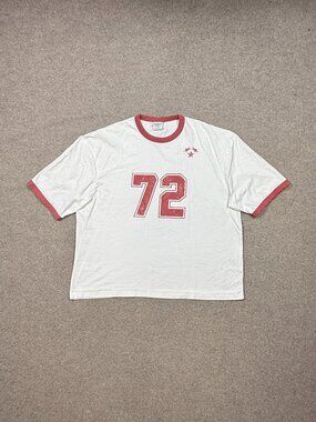 Cotton On Ringer T Shirt Men's Size L White Short Sleeve Cropped